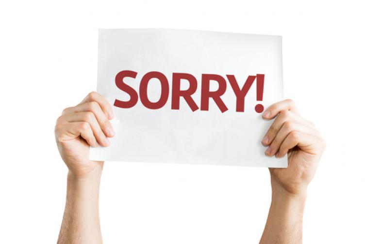 What it means to say 'sorry' Sign saying Sorry